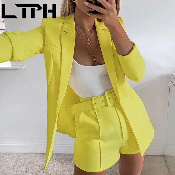 Women Casual Blazer and Shorts Set